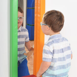 Mirror (Safety plastic)(Small rectangle 840mm x 300mm) with wipe clean soft frame.