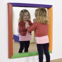 Mirror (Safety plastic)(Large square 840mm) with wipe clean soft frame