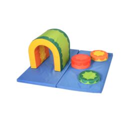 Safer Play Tunnel Explorer soft play set with integrated safety mats